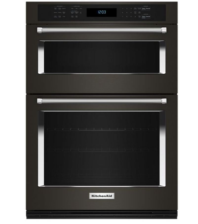 KitchenAid - 6.4 cu. ft Combination Wall Oven in Black Stainless - KOEC530PBS
