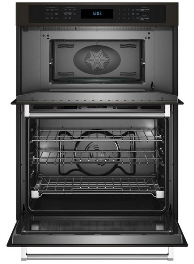 KitchenAid - 6.4 cu. ft Combination Wall Oven in Black Stainless - KOEC530PBS