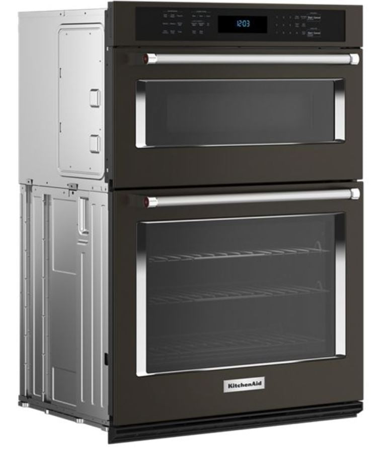 KitchenAid - 6.4 cu. ft Combination Wall Oven in Black Stainless - KOEC530PBS