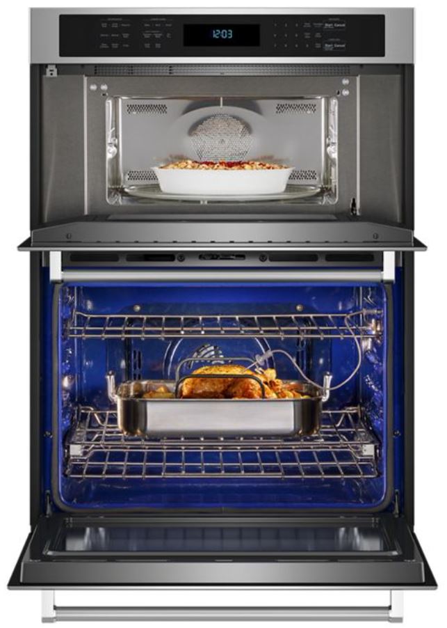 KitchenAid - 6.4 cu. ft Combination Wall Oven in Stainless - KOEC530PSS
