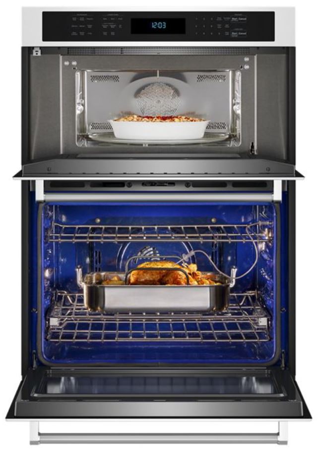 KitchenAid - 6.4 cu. ft Combination Wall Oven in White - KOEC530PWH