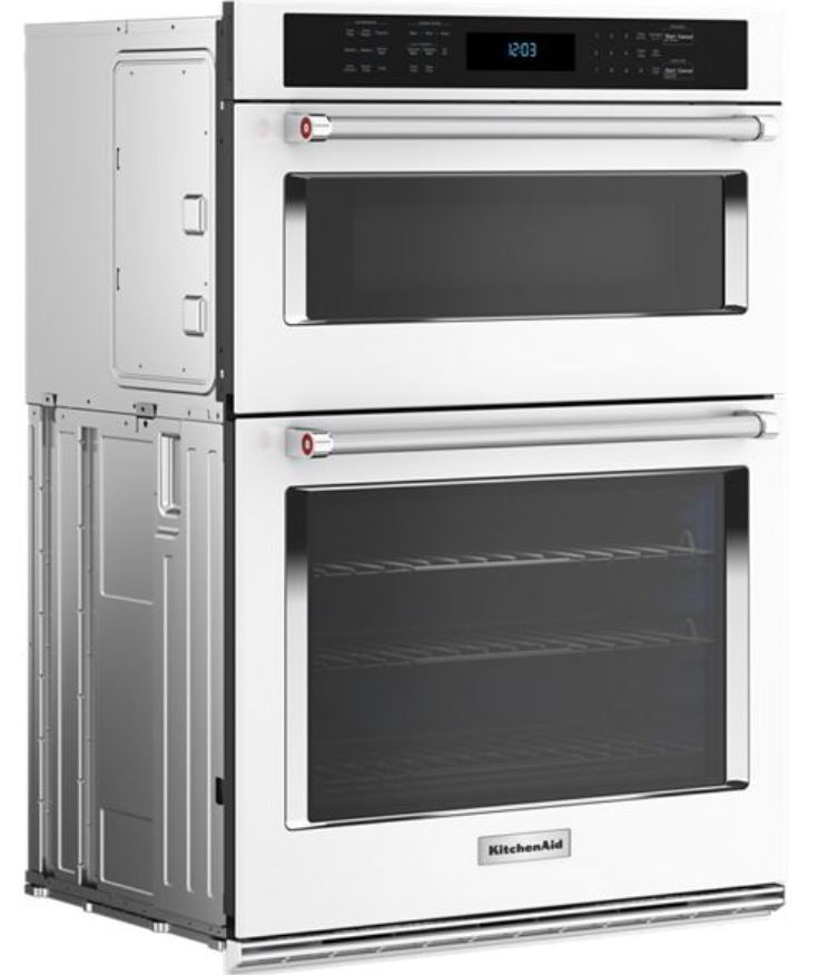 KitchenAid - 6.4 cu. ft Combination Wall Oven in White - KOEC530PWH