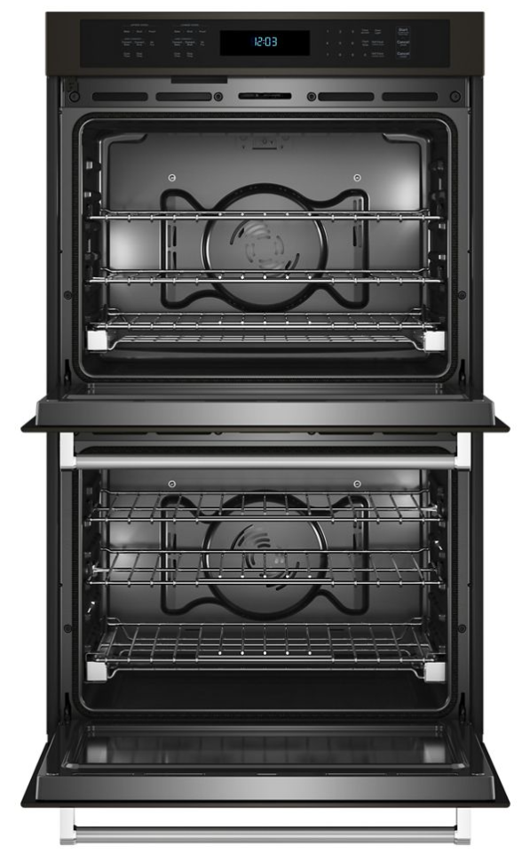 KitchenAid - 8.6 cu. ft Double Wall Oven in Black Stainless - KOED527PBS