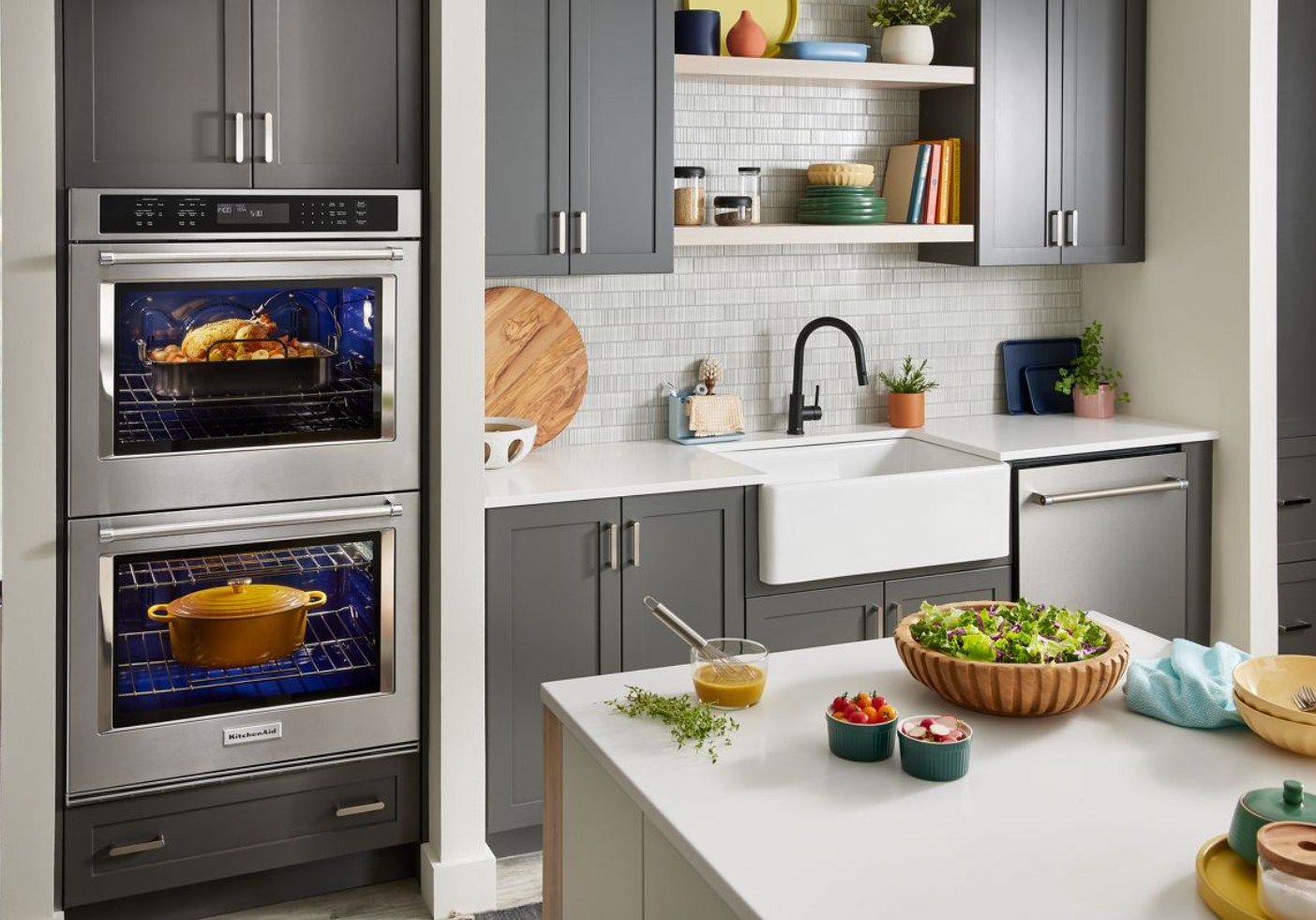 KitchenAid - 8.6 cu. ft Double Wall Oven in Stainless - KOED527PSS