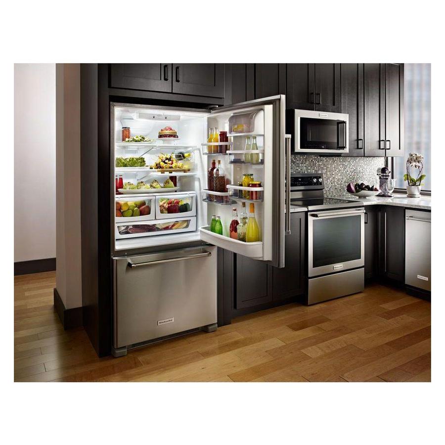 KitchenAid - 32.6 Inch 22.1 cu. ft Bottom Mount Refrigerator in Stainless - KRBR102ESS