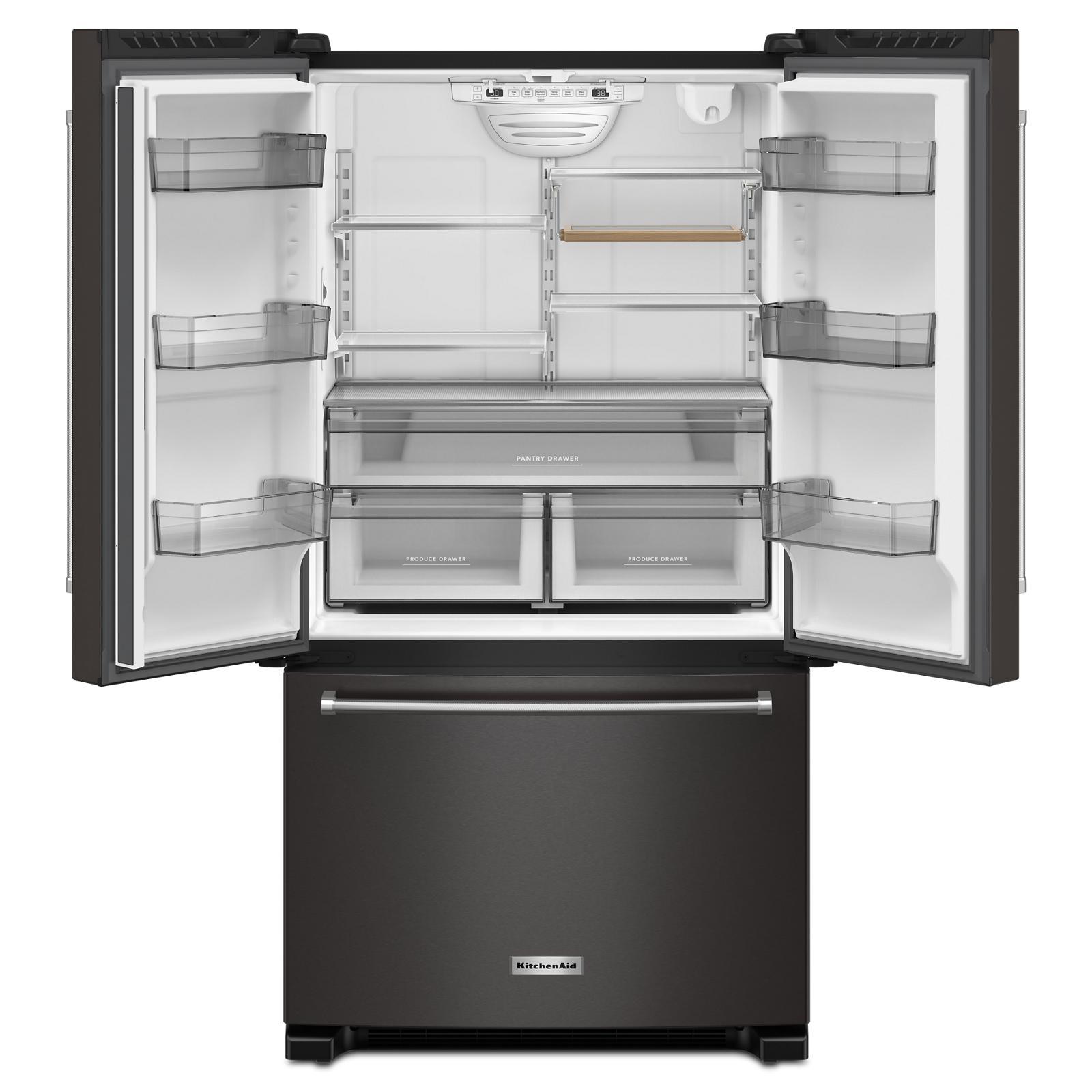 KitchenAid - 35.75 Inch 20 cu. ft French Door Refrigerator in Black Stainless - KRFC136RBS
