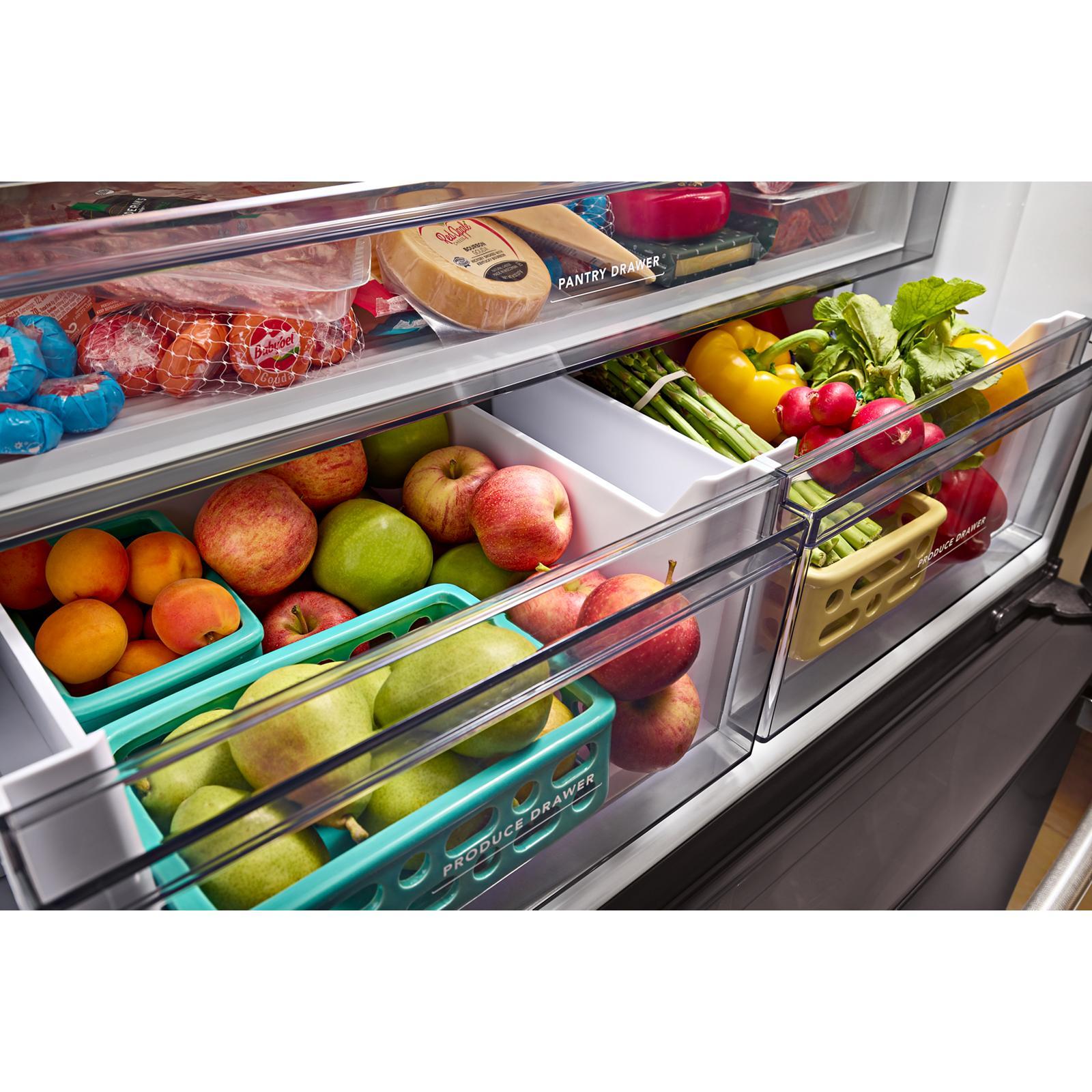 KitchenAid - 35.75 Inch 20 cu. ft French Door Refrigerator in Black Stainless - KRFC136RBS