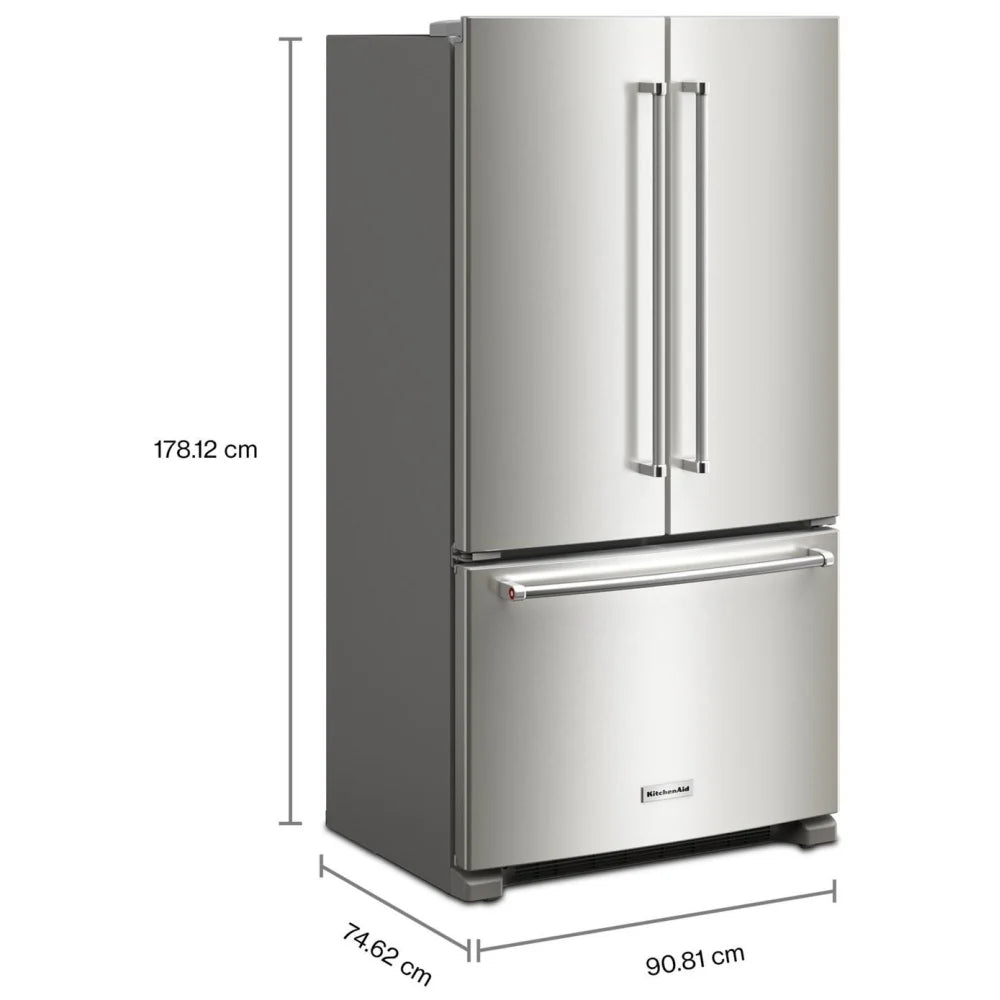 KitchenAid - 35.75 Inch 20 cu. ft French Door Refrigerator in Stainless - KRFC136RPS