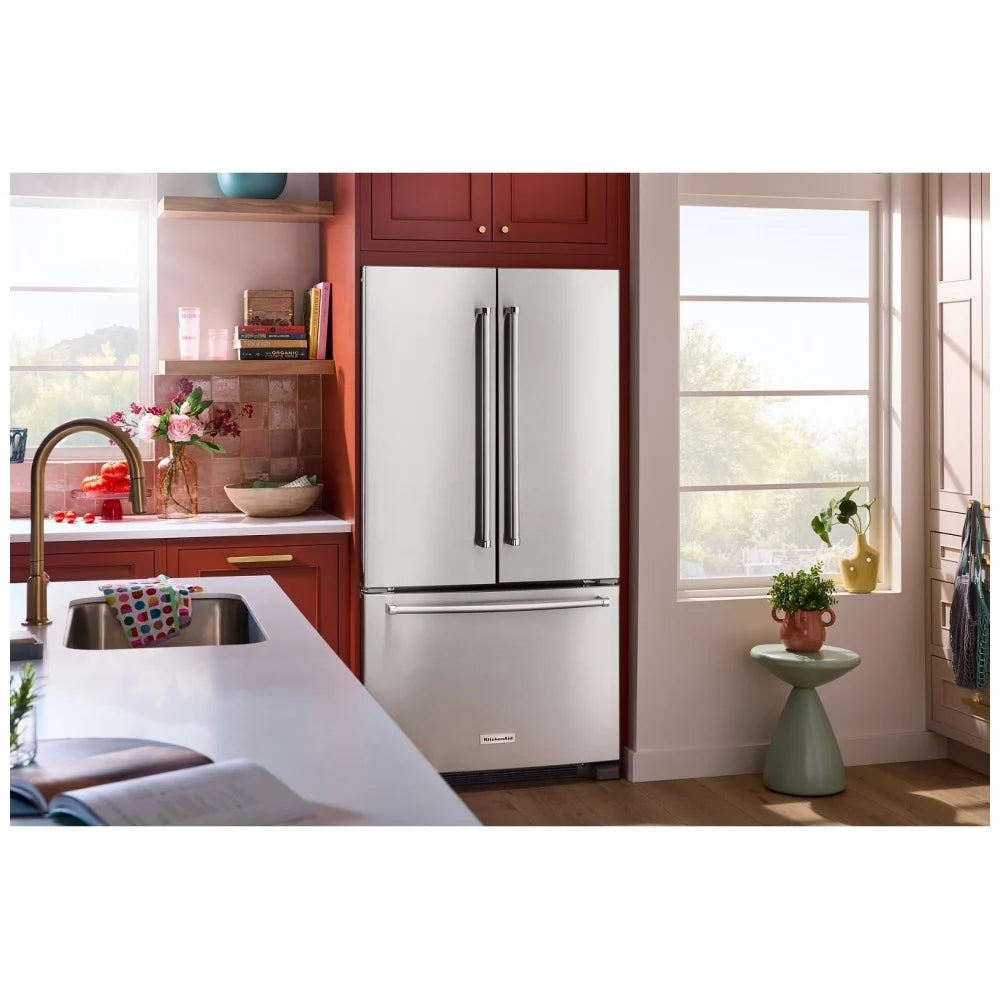KitchenAid - 35.75 Inch 20 cu. ft French Door Refrigerator in Stainless - KRFC136RPS