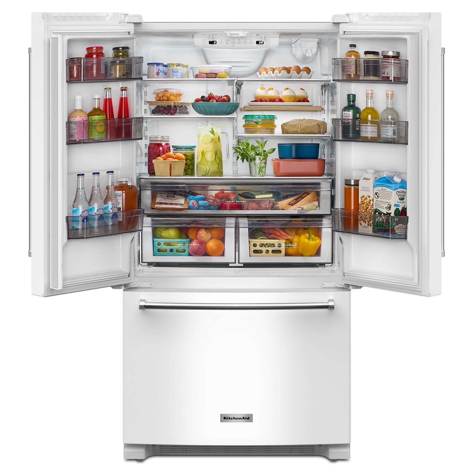 KitchenAid - 35.75 Inch 20 cu. ft French Door Refrigerator in White - KRFC136RWH