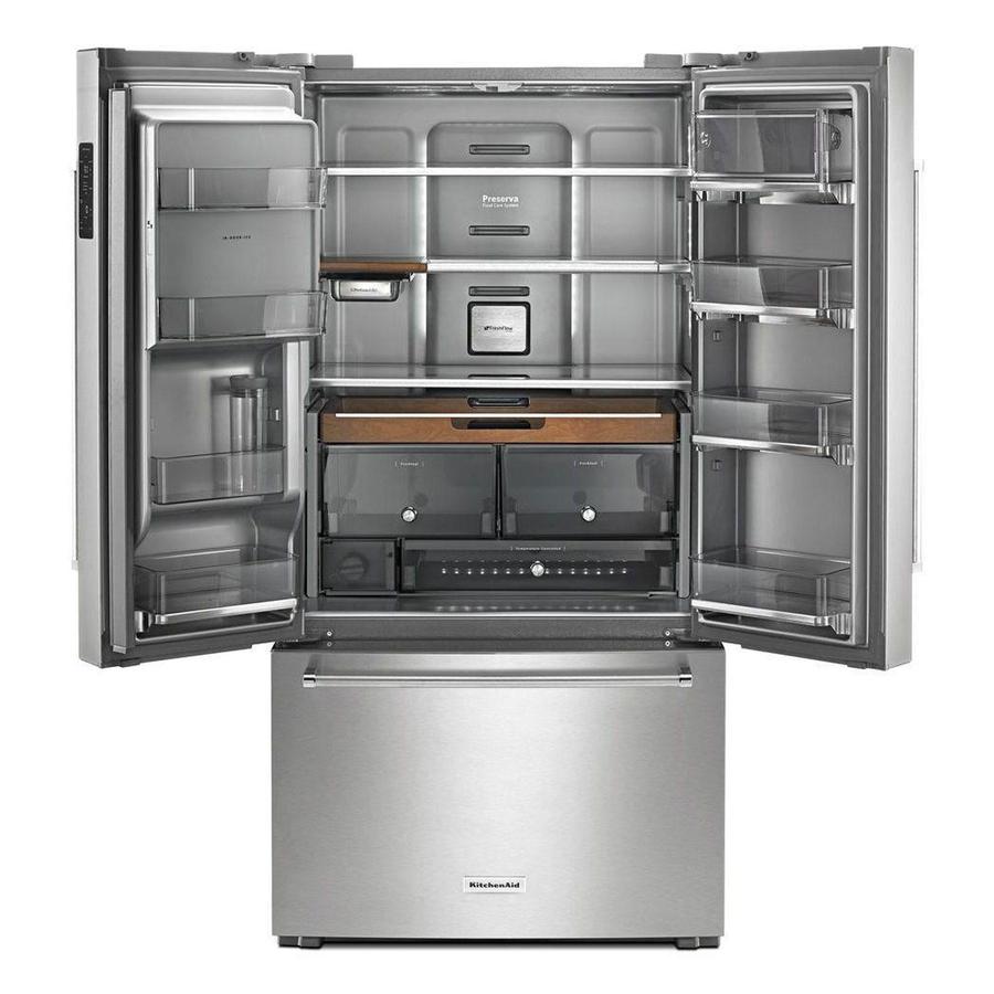 KitchenAid - 35.8 Inch 23.8 cu. ft French Door Refrigerator in Stainless (Premium Floor Model) - KRFC704FPS