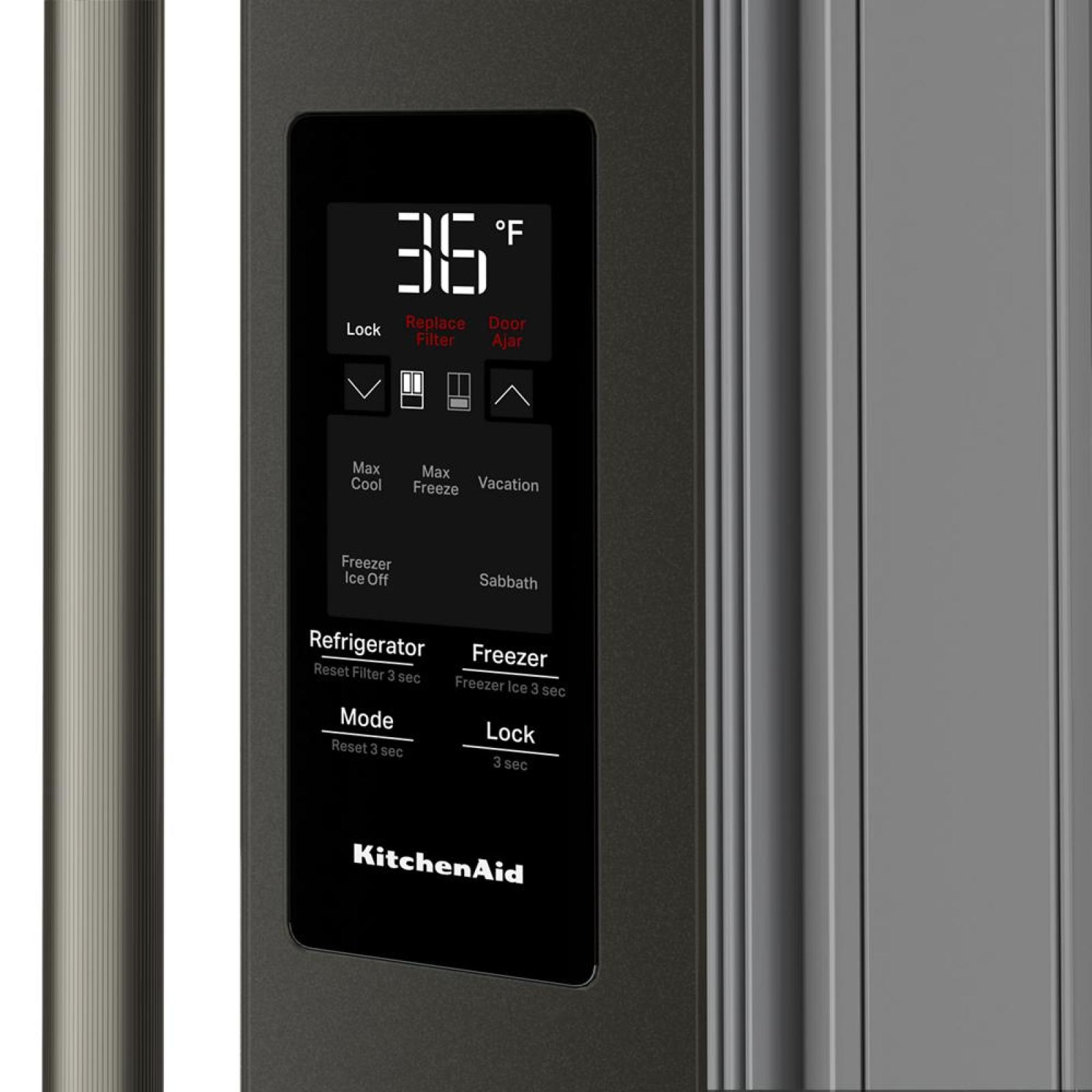 KitchenAid - 36 Inch 29.5 cu. ft French Door Refrigerator in Black Ore - KRFF436SBE