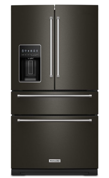 KitchenAid - 35.75 Inch 26.2 cu. ft French Door Refrigerator in Black Stainless - KRMF536RBS