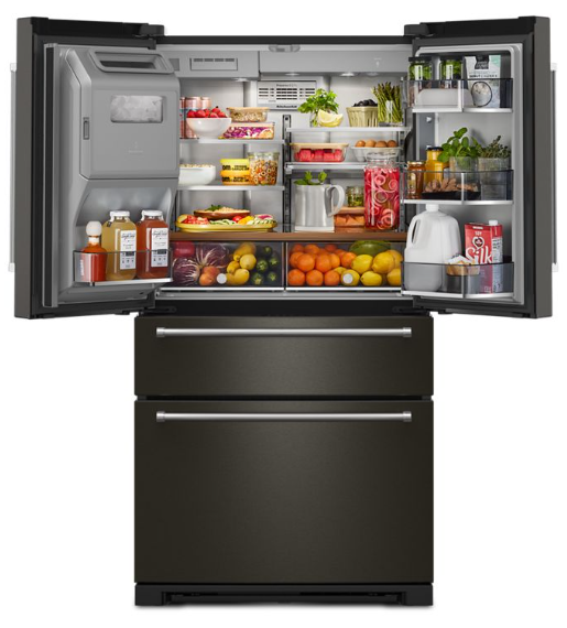 KitchenAid - 35.75 Inch 26.2 cu. ft French Door Refrigerator in Black Stainless - KRMF536RBS