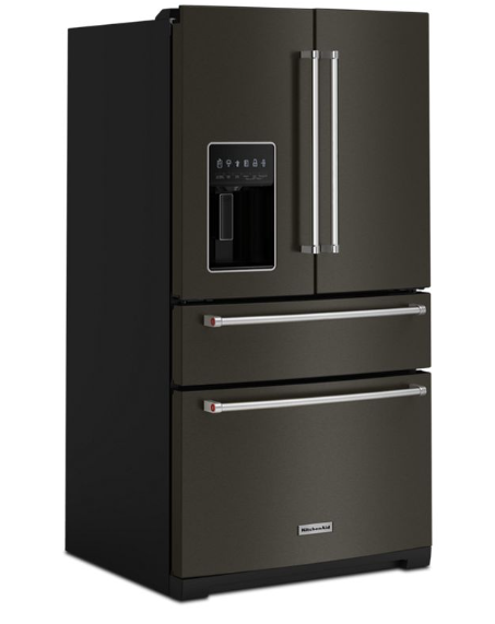 KitchenAid - 35.75 Inch 26.2 cu. ft French Door Refrigerator in Black Stainless - KRMF536RBS