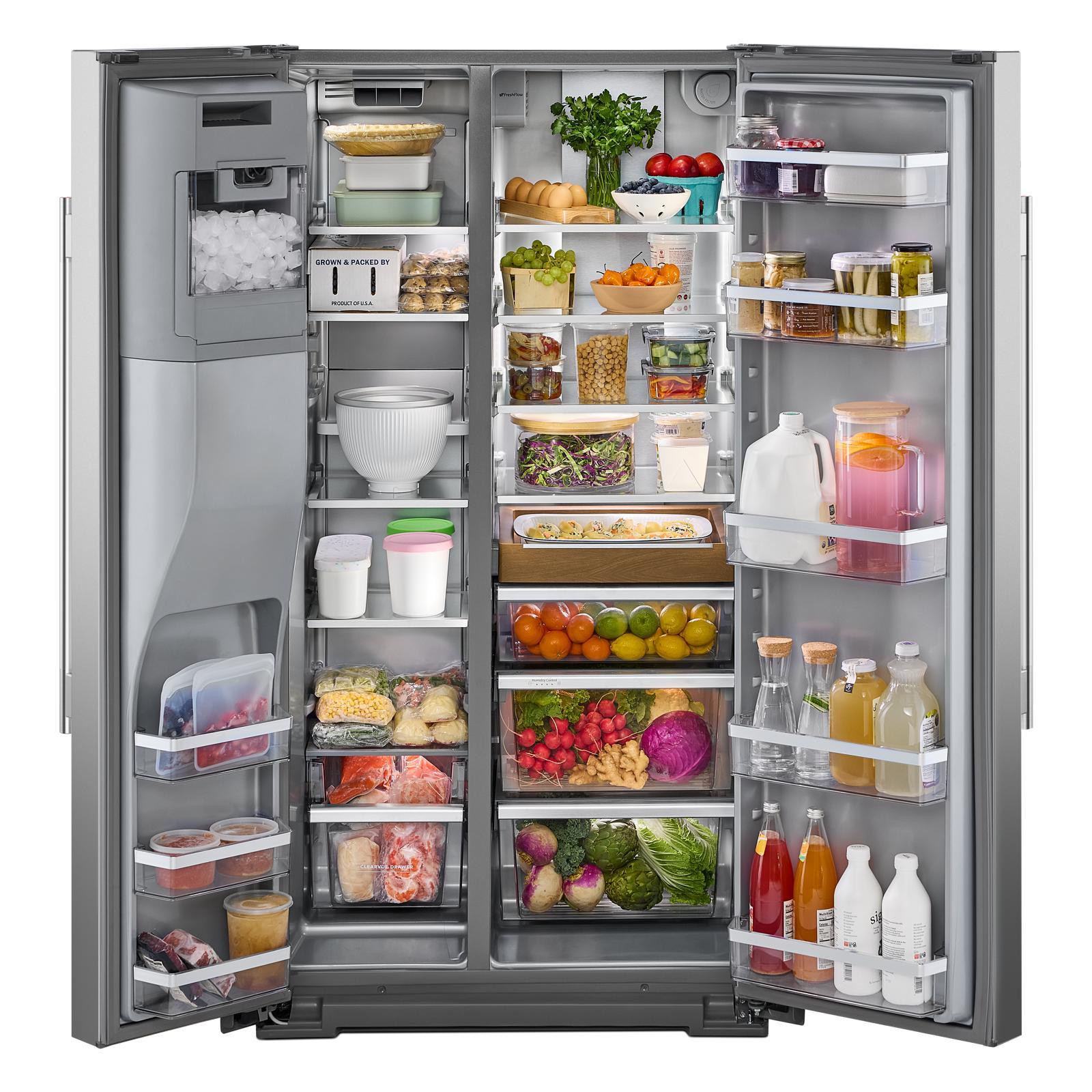 KitchenAid - 36 Inch 28.7 cu. ft Side by Side Refrigerator in Stainless - KRSF536RPS