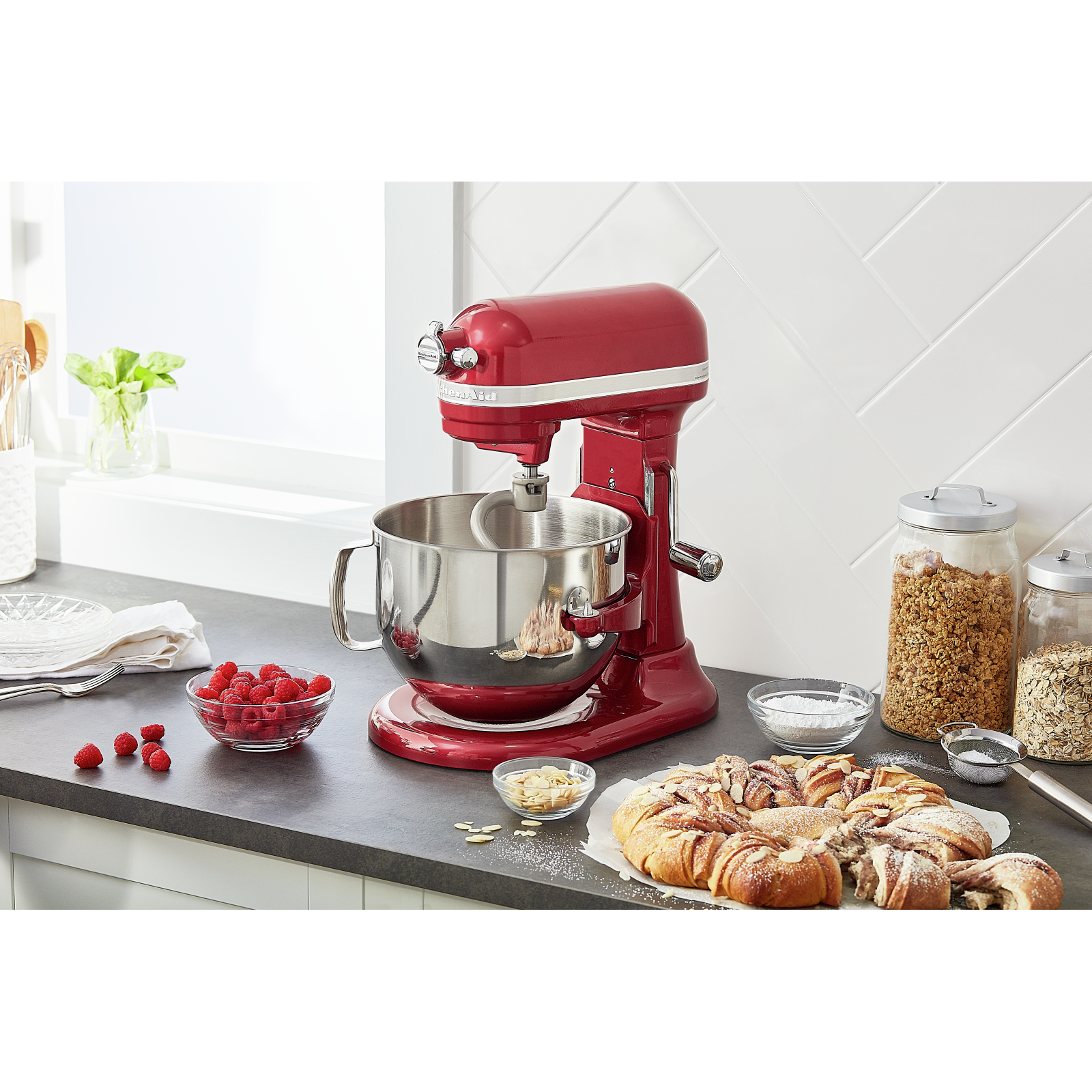 KitchenAid - 7 Quarts Bowl Lift Mixer in Red - KSM7586PCA