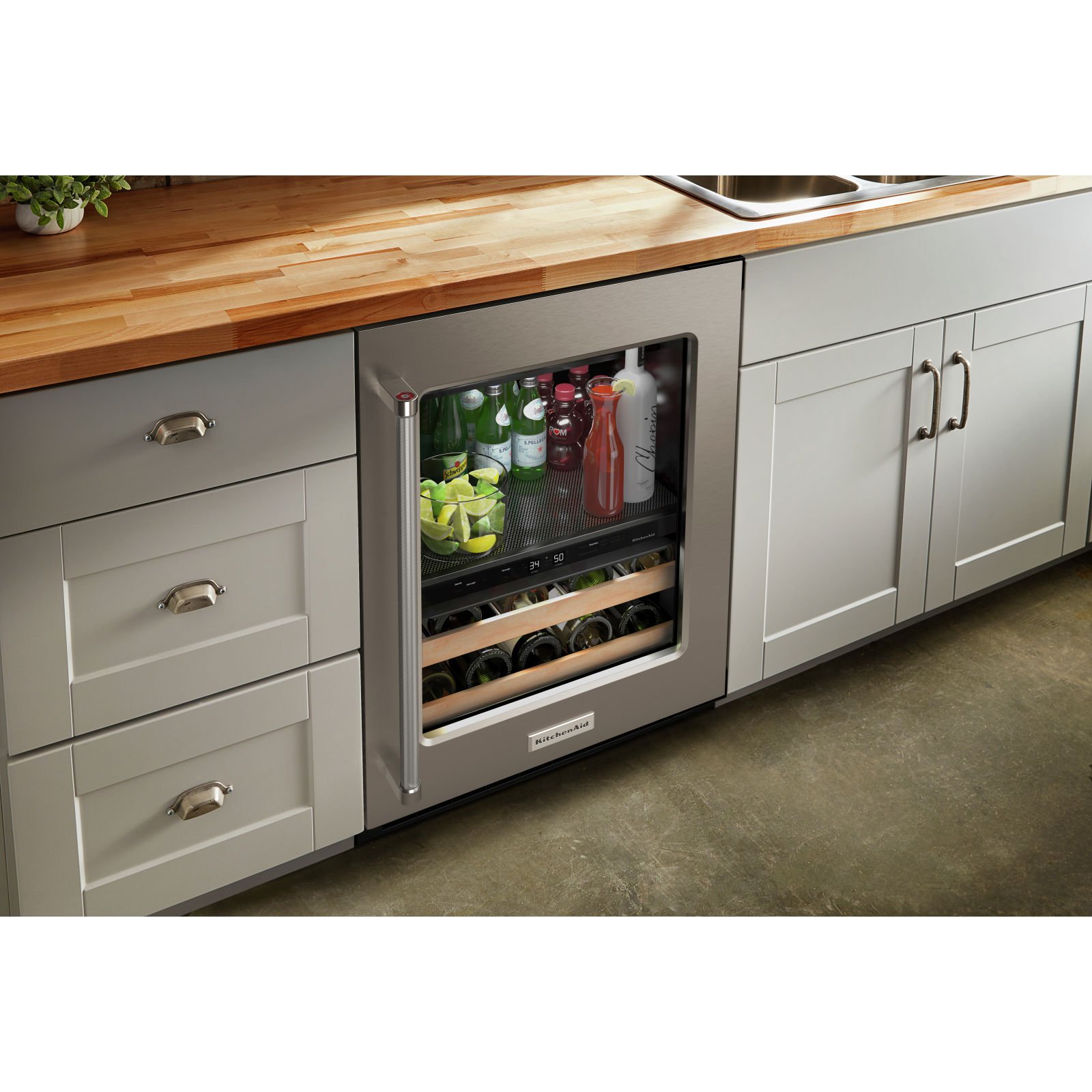 KitchenAid - 23.875 Inch 4.89 cu. ft Beverage Centre Refrigerator in Stainless Steel - KUBR214KSB