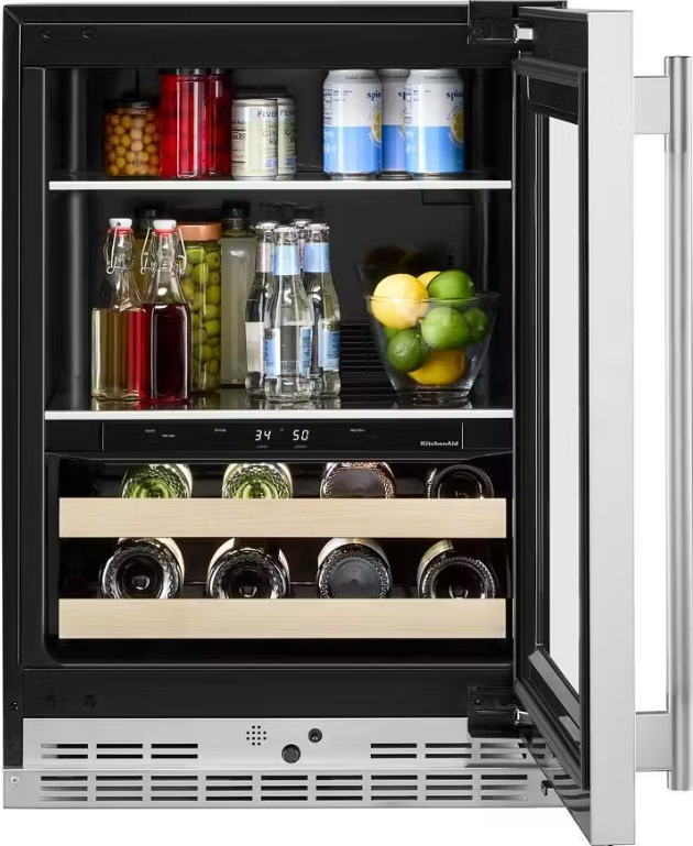 KitchenAid - 24 Inch 4.8 cu. ft Beverage Centre Refrigerator in Stainless - KUBR524SPS
