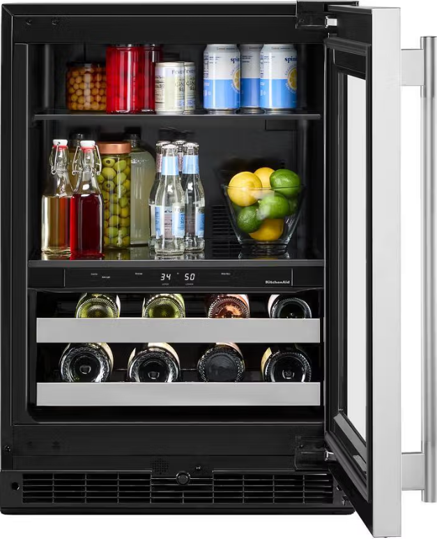 KitchenAid - 24 Inch 4.8 cu. ft Beverage Centre Refrigerator in Stainless - KUBR524SSB