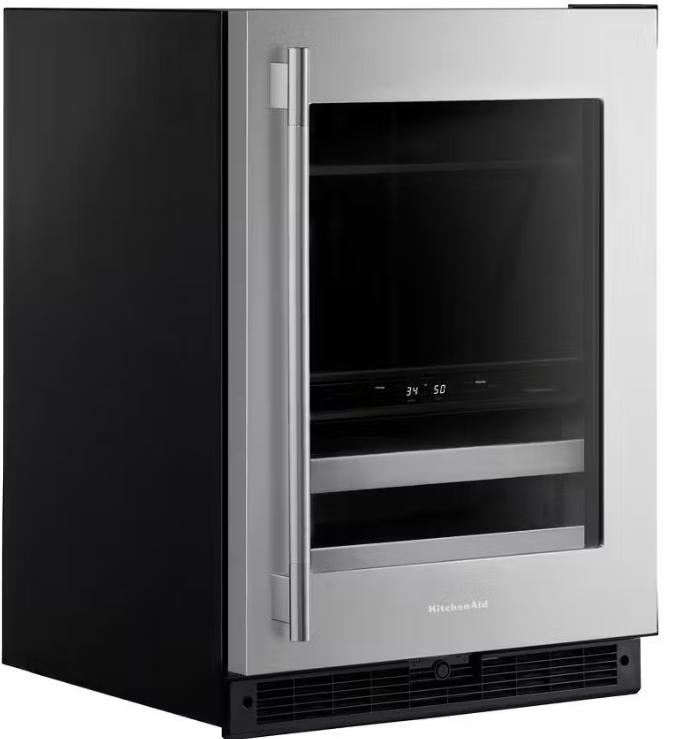 KitchenAid - 24 Inch 4.8 cu. ft Beverage Centre Refrigerator in Stainless - KUBR524SSB
