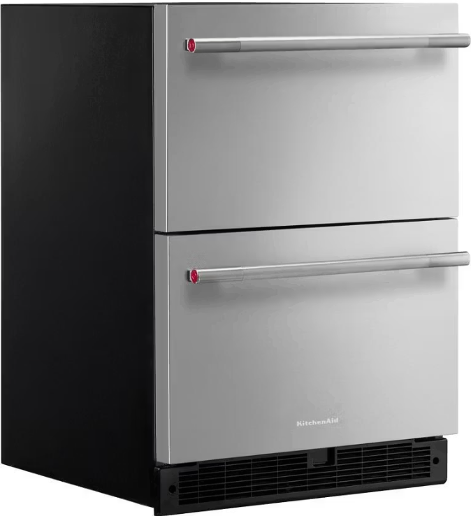 KitchenAid - Inch 4.4 cu. ft Undercounter Double-Drawer Refrigerator in Stainless - KURT524SSB
