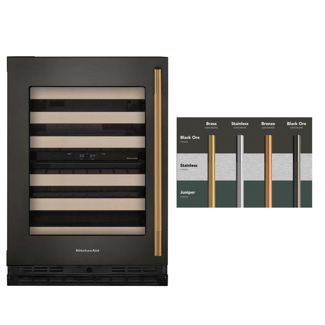 KitchenAid - 24 Inch Undercounter Wine Fridge in Black Ore - KUWL524SBE