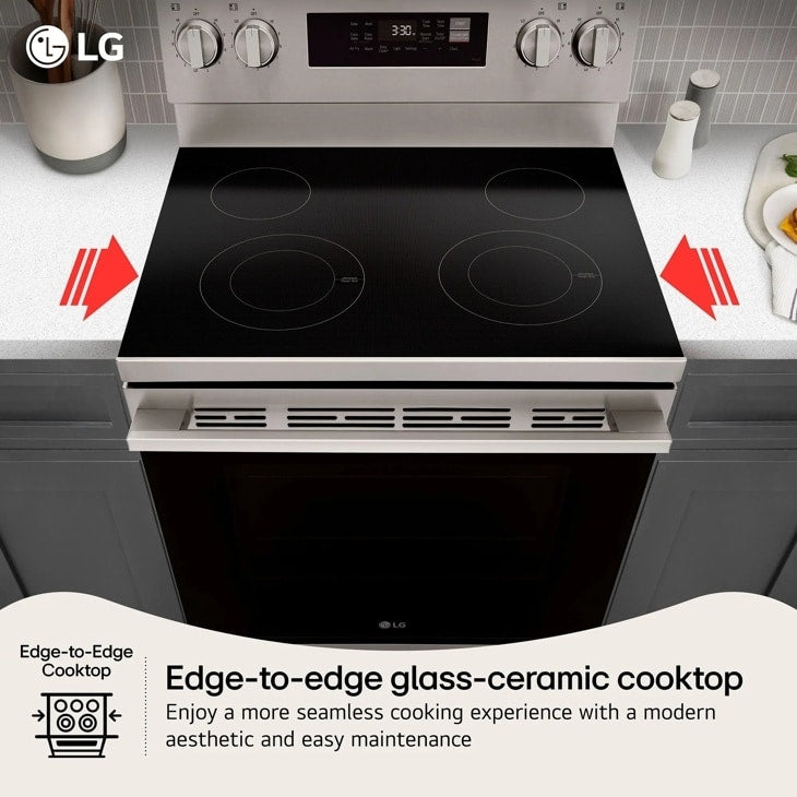 LG - 6.3 cu. ft Electric Range in Grey - LREN6321YE