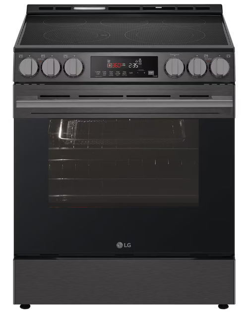 LG - 6.3 cu. ft Electric Range with Fan Convection in Black Stainless - LSEL6333ZE