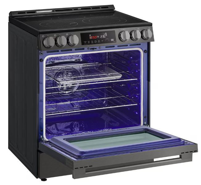 LG - 6.3 cu. ft Electric Range with Fan Convection in Black Stainless - LSEL6333ZE