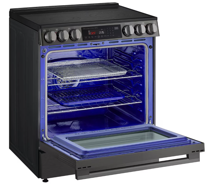 LG - 6.3 cu. ft Electric Range with ProBake Convection and InstaView in Black Stainless - LSEL6335ZE