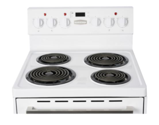 Marathon - 23.6 Inch 2.7 cu. ft Electric Coil Range With Clock in White - MER241W-2