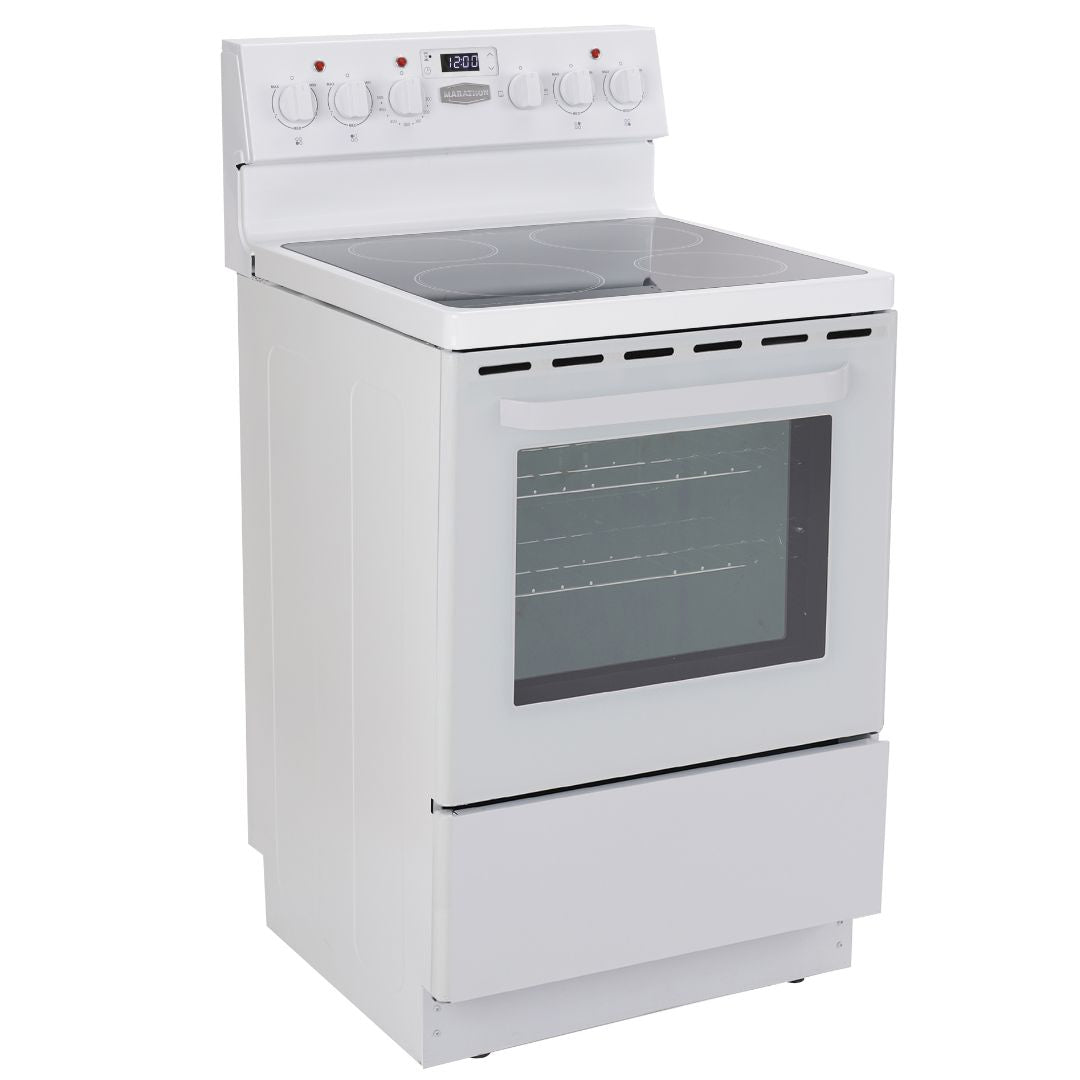 Marathon - 23.6 Inch 2.7 cu. ft Schott Ceran Smooth Top Electric Range in White - MER245W-2