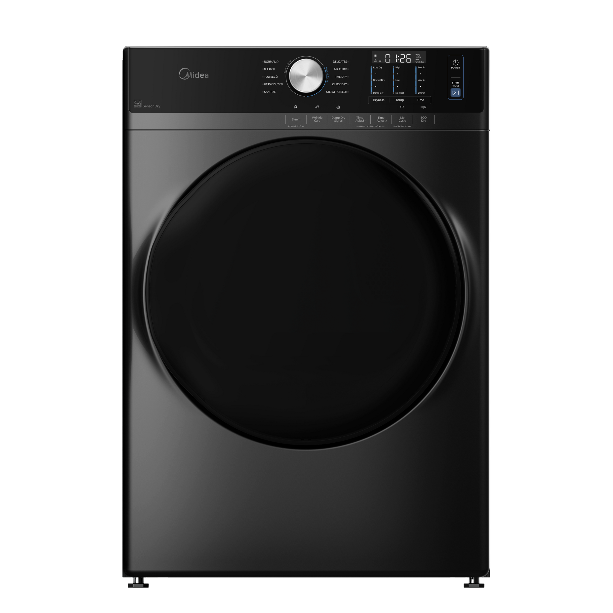 Midea - 8 cu. Ft Vented Electric with Steam Dryer in Grey - MLHE52S7AGG