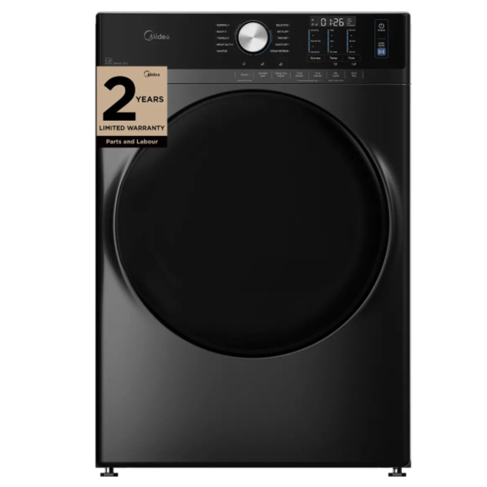 Midea - 8 cu. Ft Vented Electric with Steam Dryer in Grey - MLHE52S7AGG