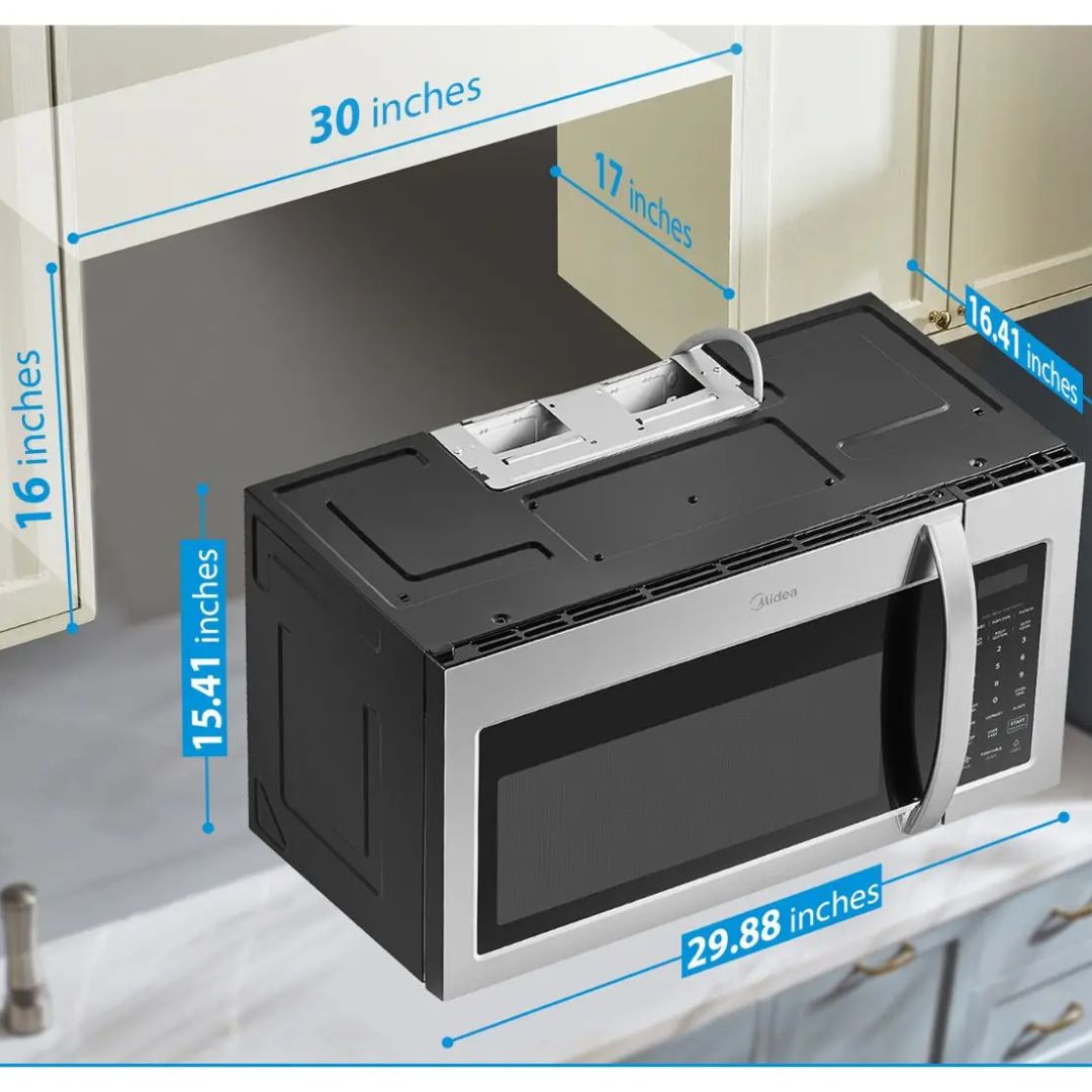 Midea - 1.7 cu. Ft Over the range Microwave in Stainless - MMO17S12ASTC