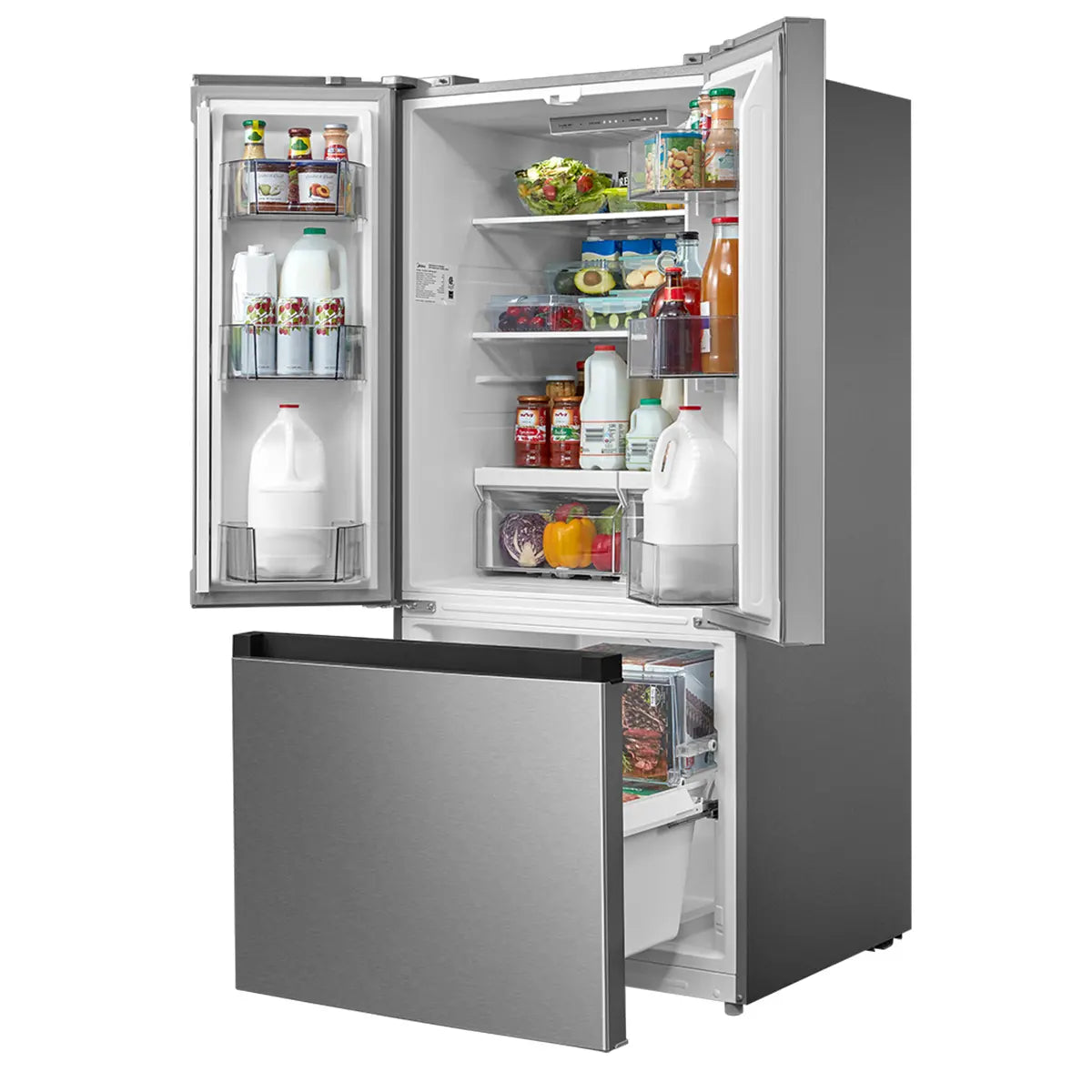 Midea - 29.5 Inch 18.4 cu. ft French Door Refrigerator in Stainless - MRF18B4AST
