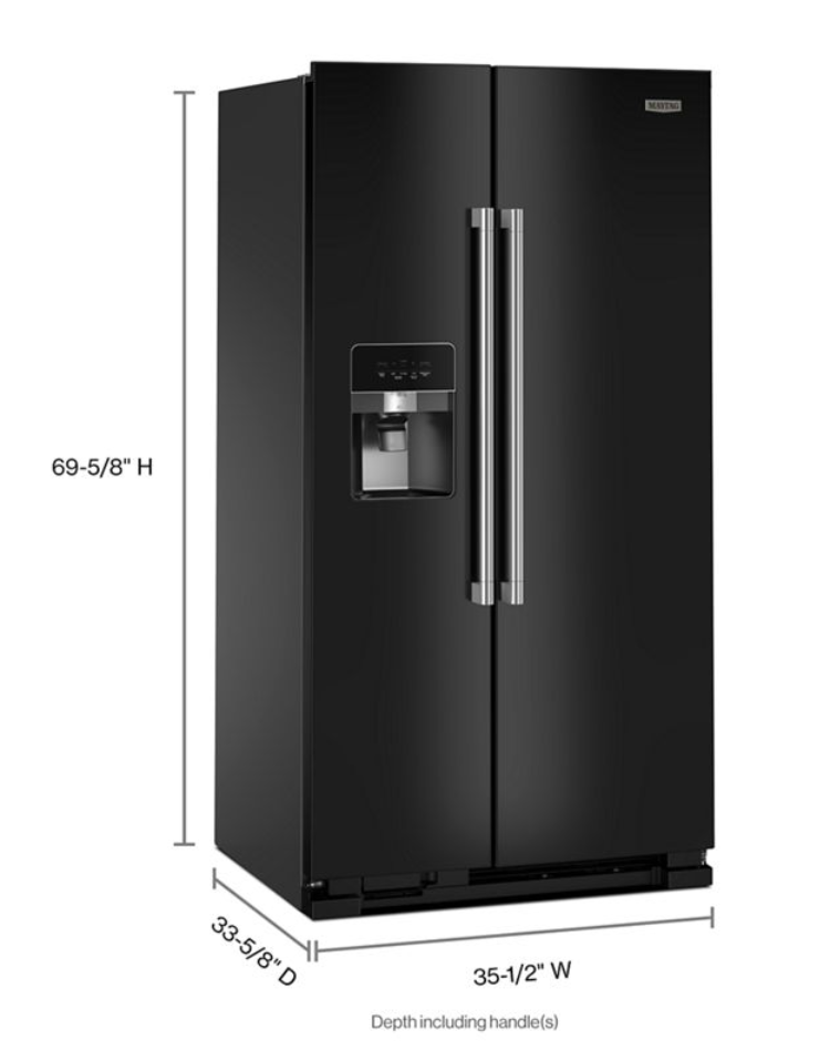 Maytag - 36 Inch 25 cu. ft Side by Side Refrigerator in Black - MRSF4036PB