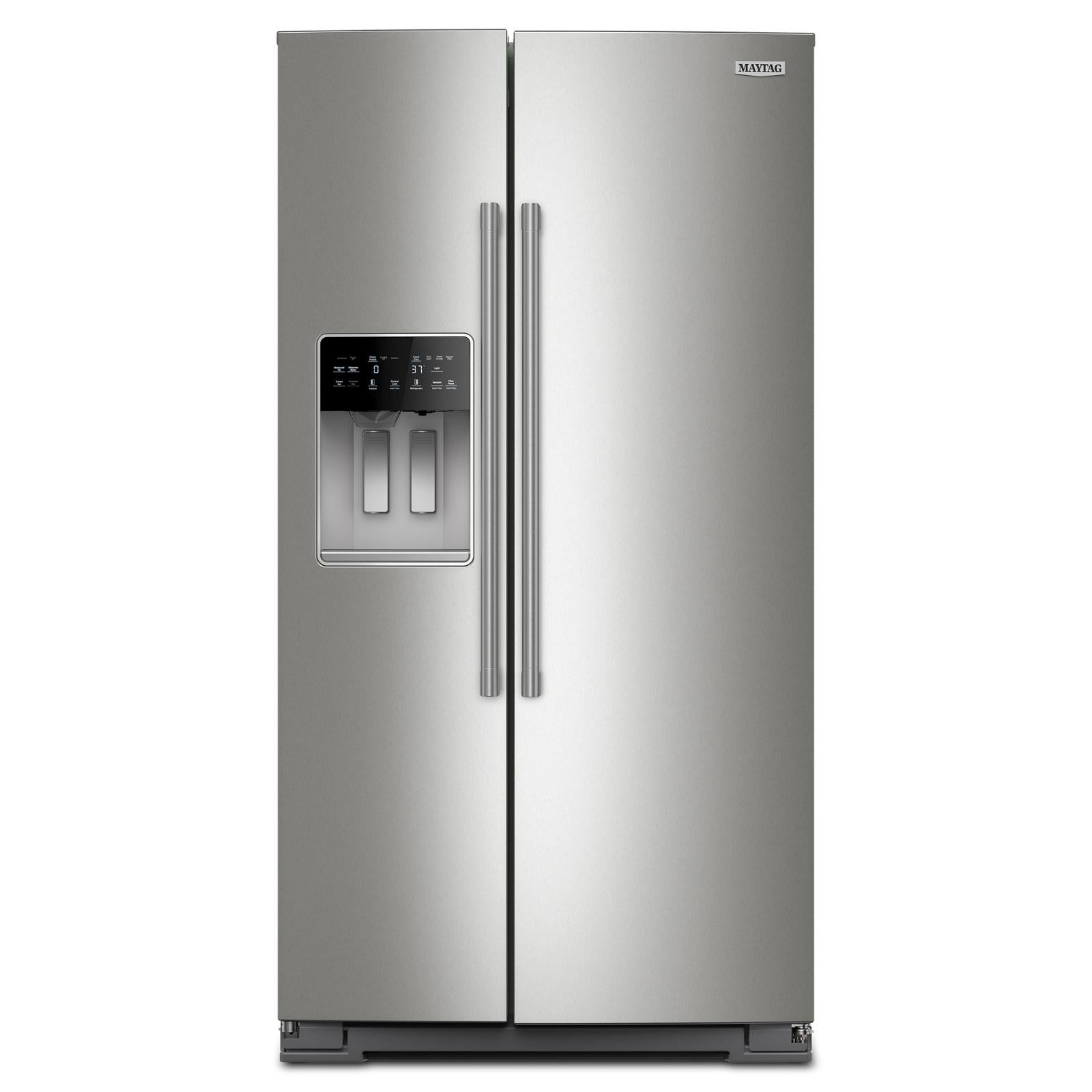 Maytag - 36 Inch 28.3 cu. ft Side by Side Refrigerator in Stainless - MRSF6636RZ
