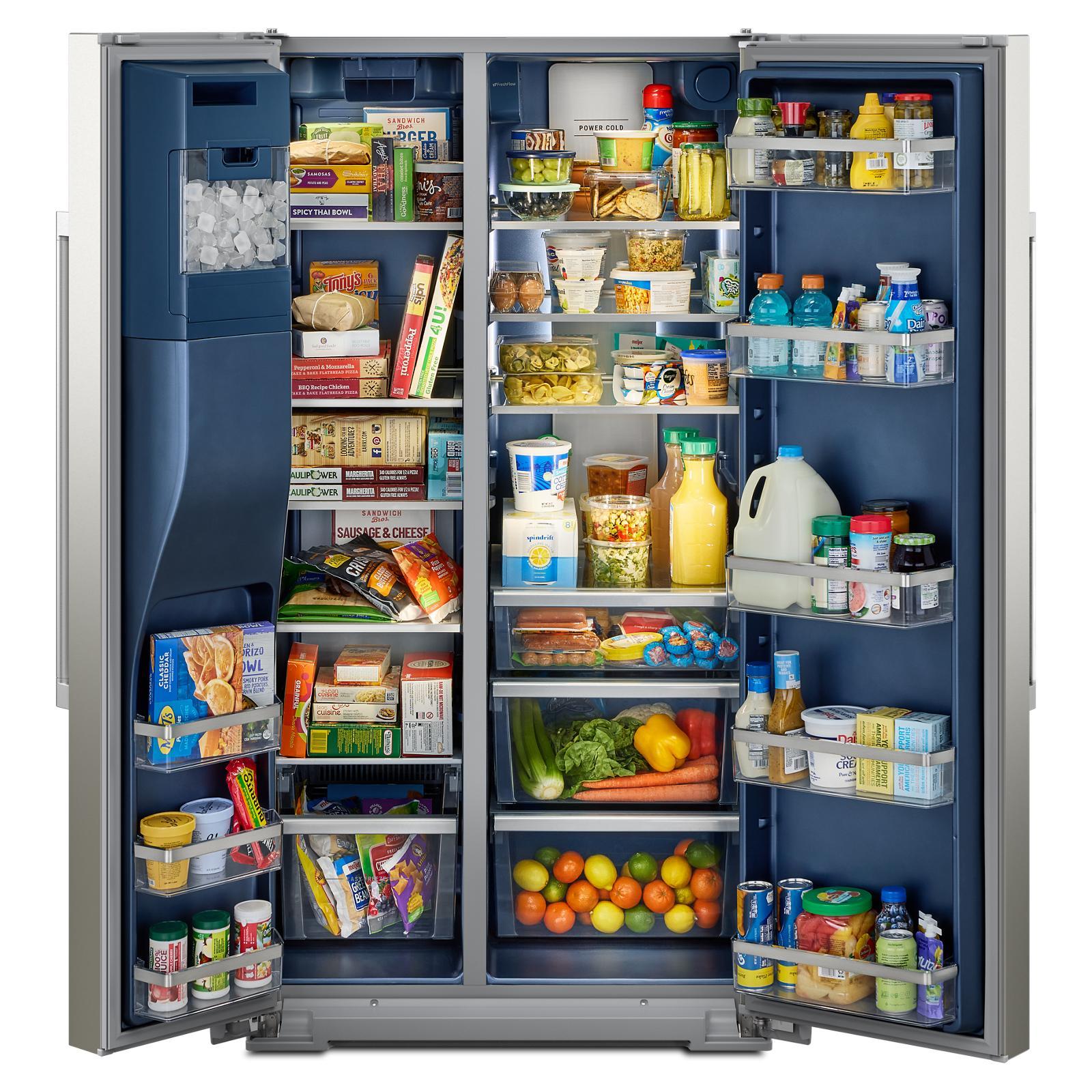 Maytag - 36 Inch 28.3 cu. ft Side by Side Refrigerator in Stainless - MRSF6636RZ