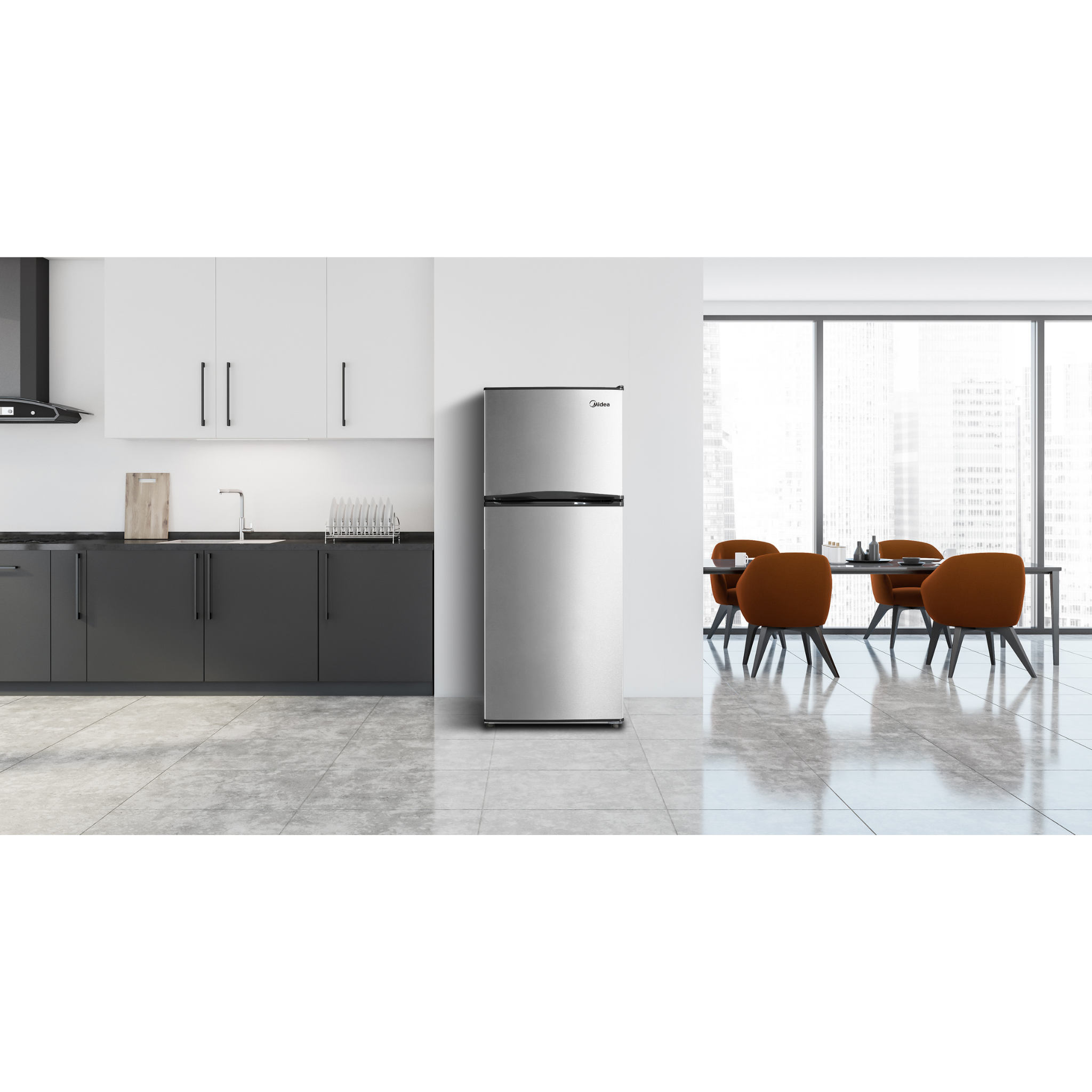 Midea - 24 Inch 11.5 cu. ft Top Mount Refrigerator in Stainless - MRT12B2AST