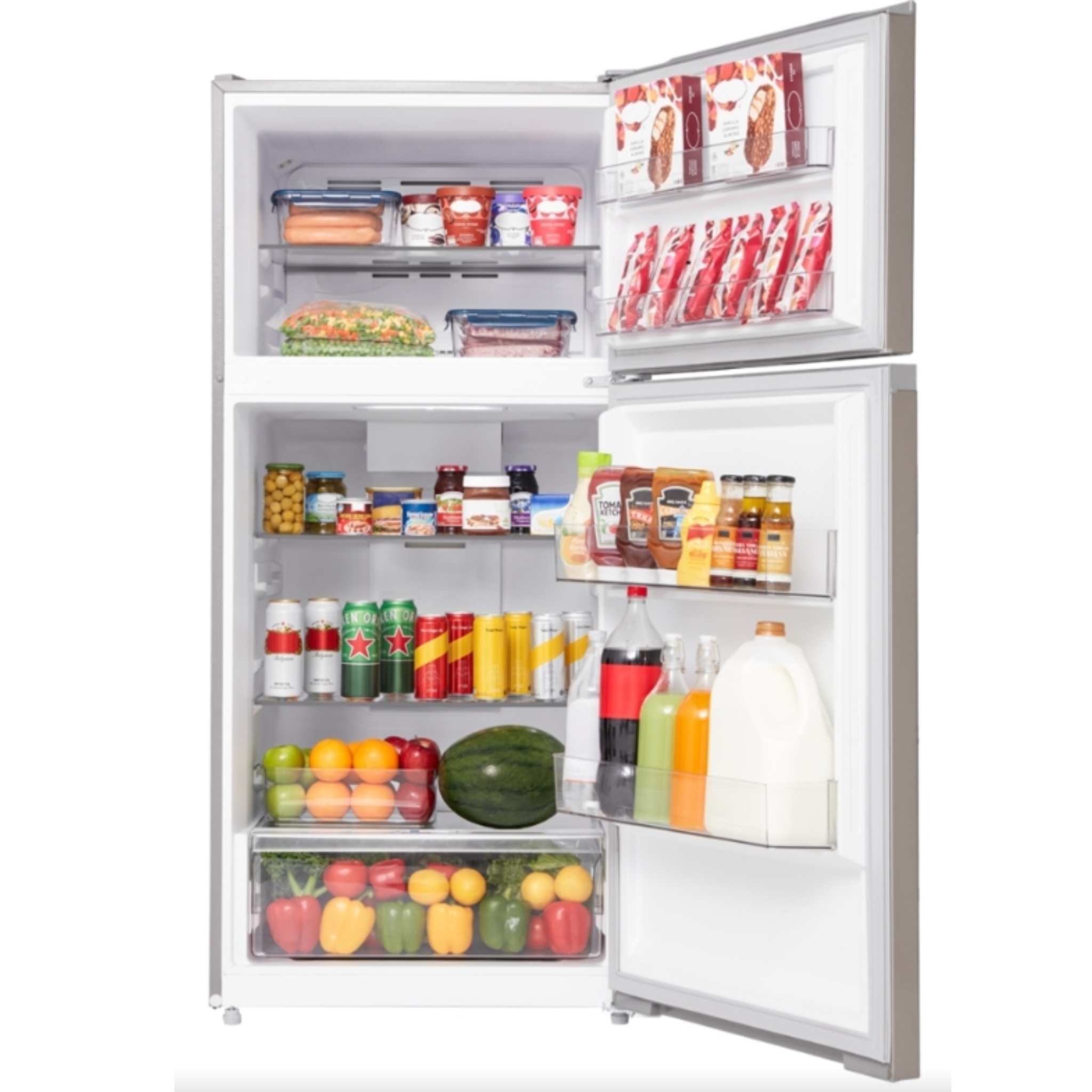 Midea - 27.5 Inch 14.2 cu. ft Top Mount Refrigerator in Stainless - MRT14D2BST