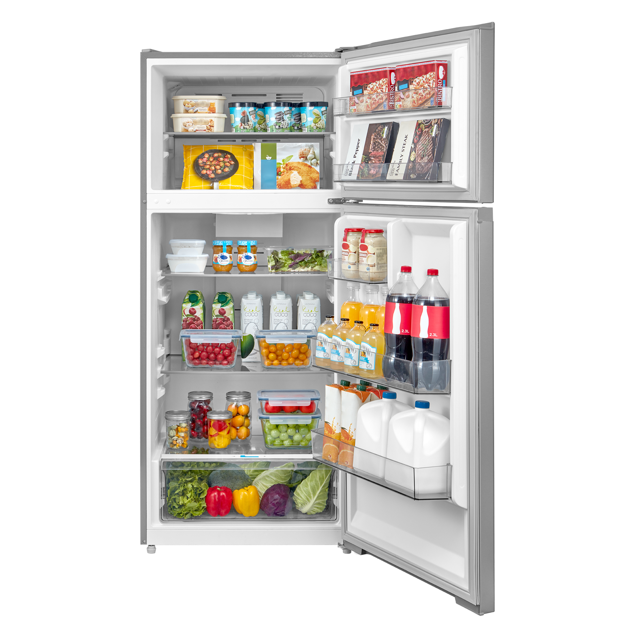 Midea - 27.5 Inch 16.1 cu. ft Top Mount Refrigerator in Stainless - MRT16D2BST