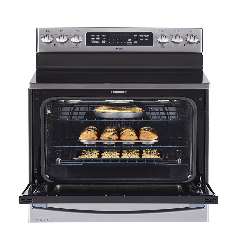 GE Profile - 30 Inch 6.2 cu. ft Electric Range in Stainless - PCB987YMFS