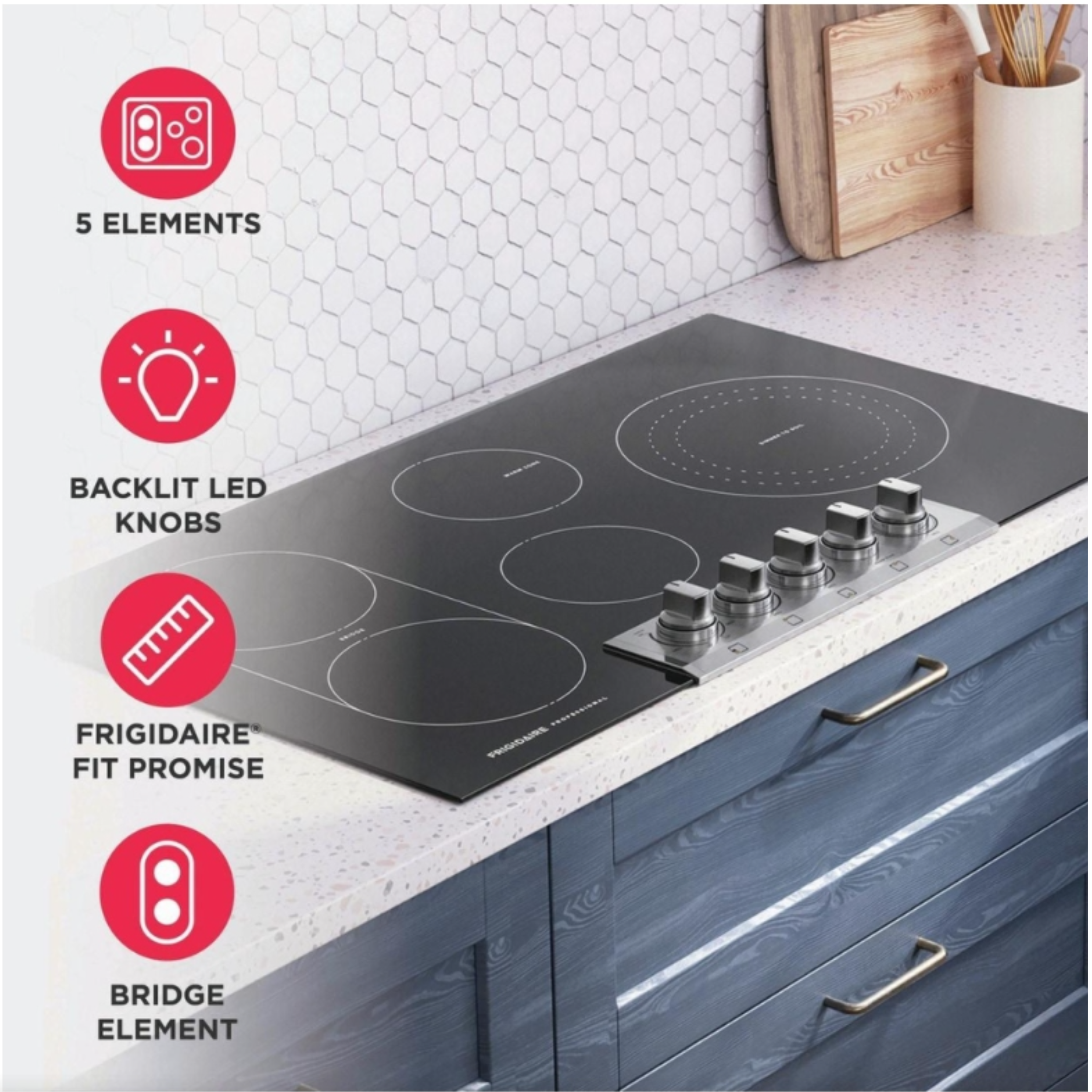 Frigidaire Professional - 36.75 Inch Electric Cooktop in Black - PCCE3680AF