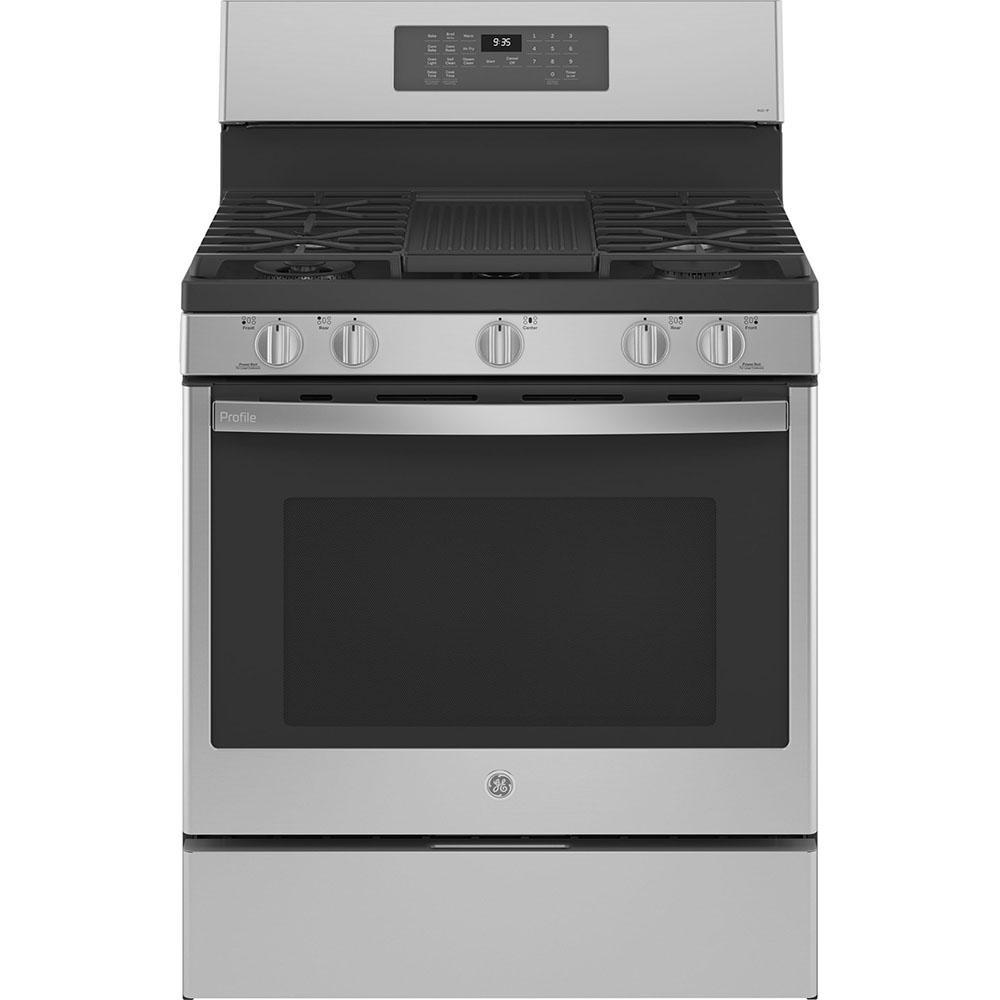 GE Profile - 5.6 cu. ft Gas Range in Stainless - PCGB935YPFS