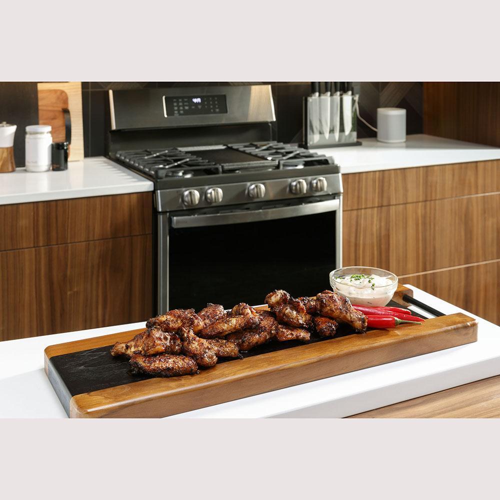 GE Profile - 5.6 cu. ft Gas Range in Stainless - PCGB935YPFS