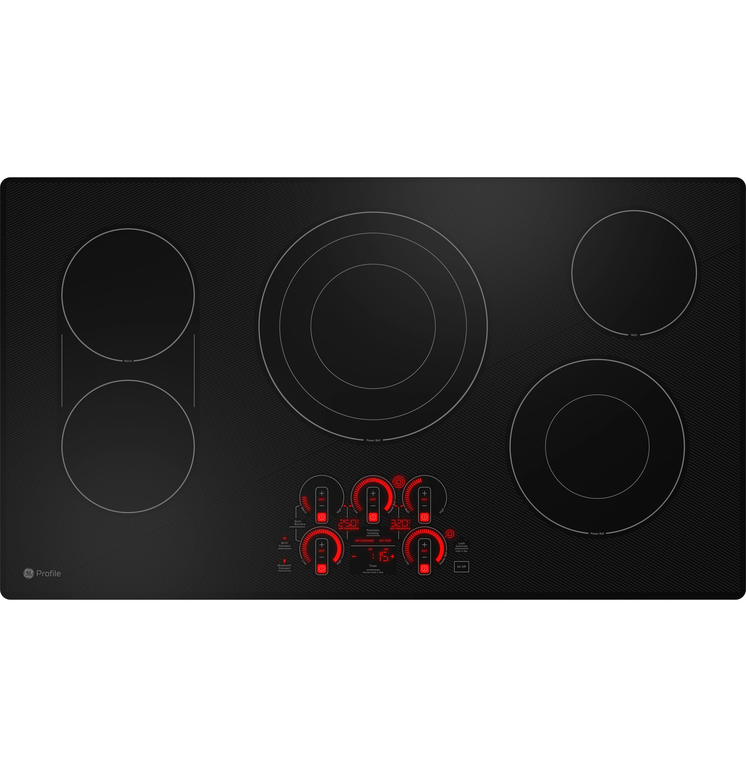 GE Profile - 36.3 Inch Electric Cooktop in Black - PEP7036DTBB