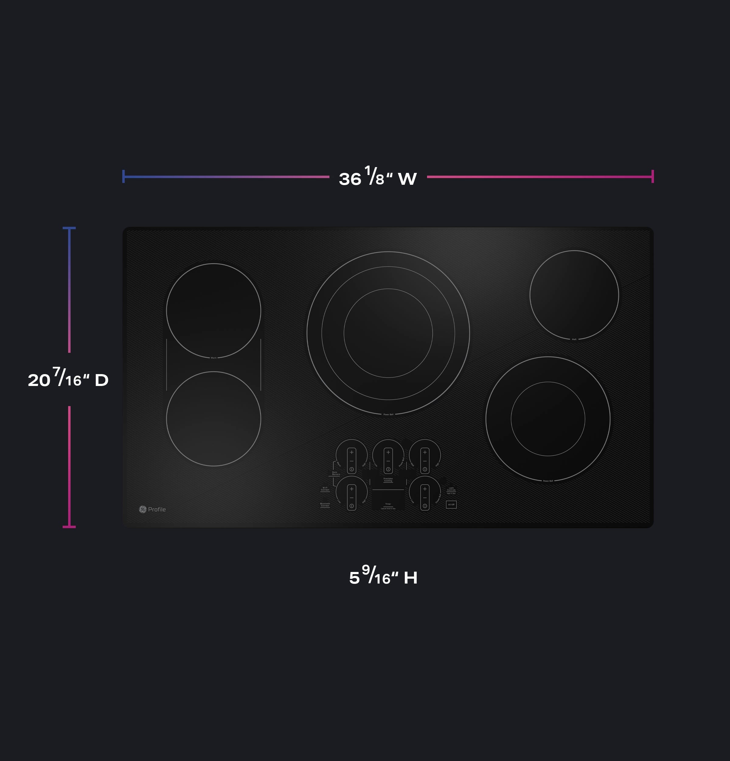 GE Profile - 36.3 Inch Electric Cooktop in Black - PEP7036DTBB