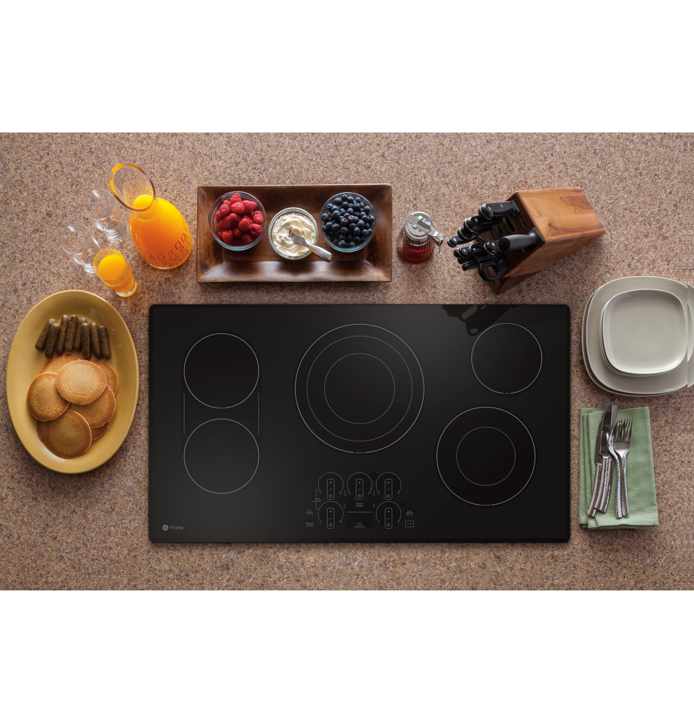 GE Profile - 36.3 Inch Electric Cooktop in Black - PEP7036DTBB